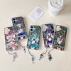 Japanese Cartoon Sailor Moon Phone Case with Strap Comic Version | Laser Glass Window Sailor Uranus Neptune Pluto Saturn Chibi Moon - iPhone Case PLUS SE2 11 12 13 14 15 16 16e 17 17e Pro Promax 12mini 13mini
