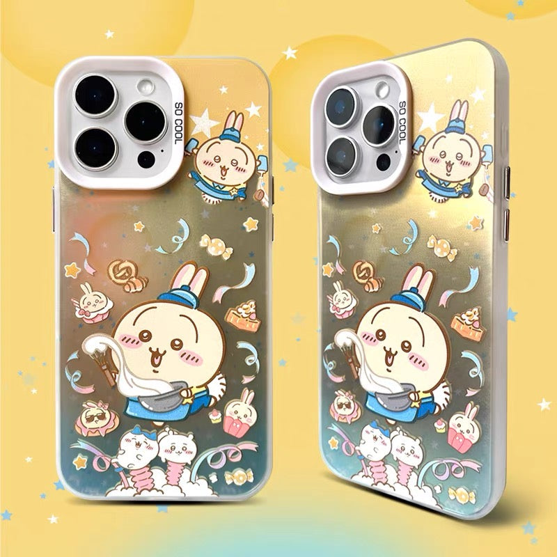 Japanese Cartoon ChiiKawa Cafe Waiter Laser Case | ChiiKawa Hachiware Usagi Momonga - iPhone Case 11 12 13 14 15 16 16e 17 17e 18 Pro Promax