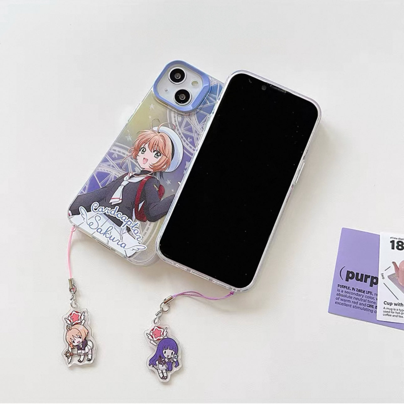 CardCaptorSakura Colourful Laser Case | Sakura Tomoyo Cerberus - iPhone Case 7 8 PLUS SE2 XS XR X 11 12 13 14 15 16 Pro Promax 12mini 13mini KawaiiGiftLand