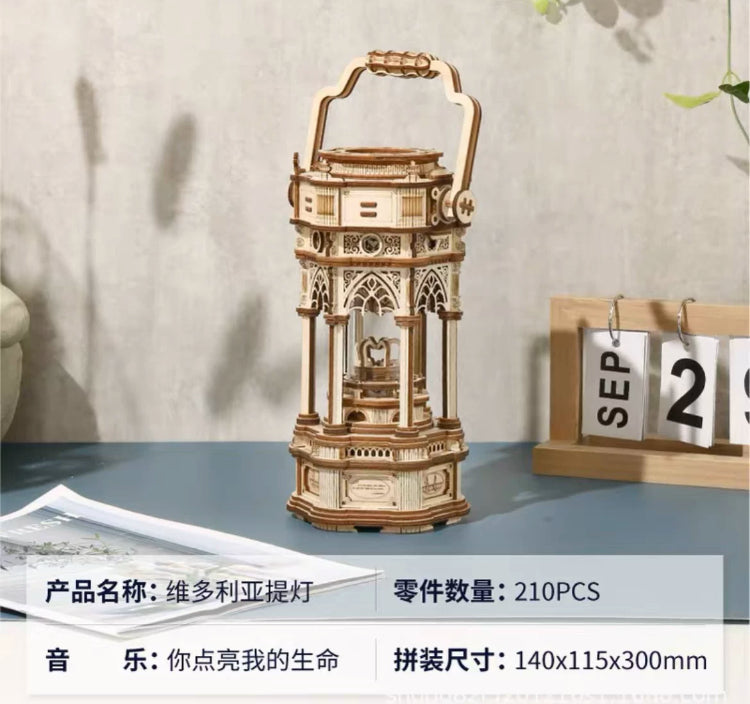 Craft Kits Wooden Music Box | Vintage Style Mechanical Music Box - DIY Handmade Mini World Miniature Gift