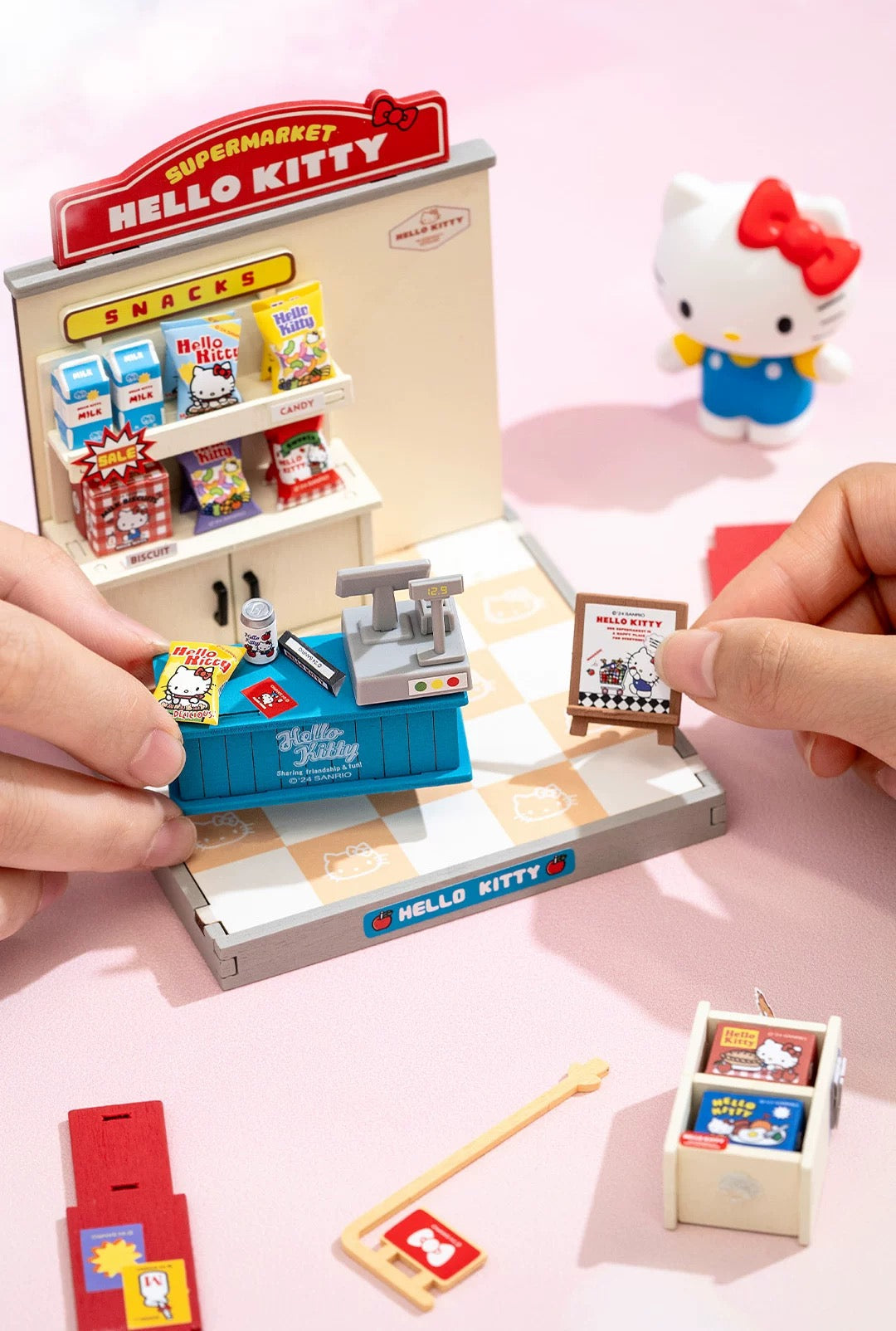 Rolife x Sanrio Character Style Shopping Street Craft Kits Set | Hello Kitty My Melody Pompompurin Pochacco - DIY Handmade Wooden Mini World Miniature Gift KawaiiGiftLand