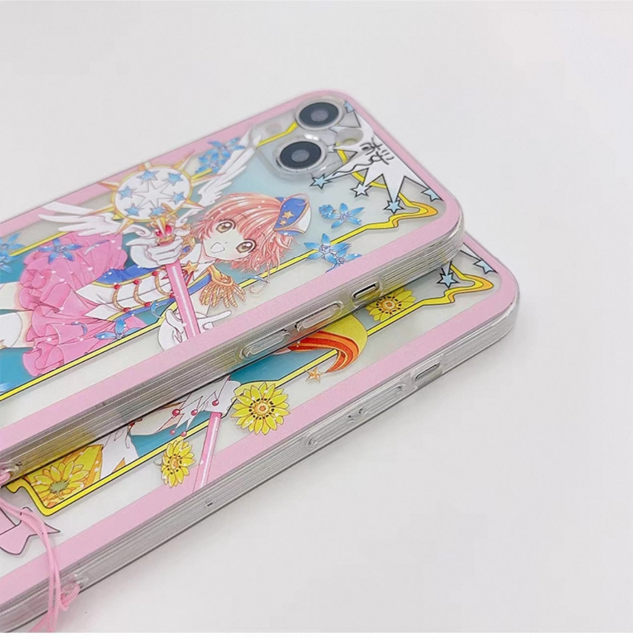 CardCaptorSakura Card Version Part 2 | Blue Flower & Yellow Daisy - iPhone Case 6 7 8 PLUS SE2 XS XR X 11 12 13 14 15 16 Pro Promax 12mini 13mini KawaiiGiftLand
