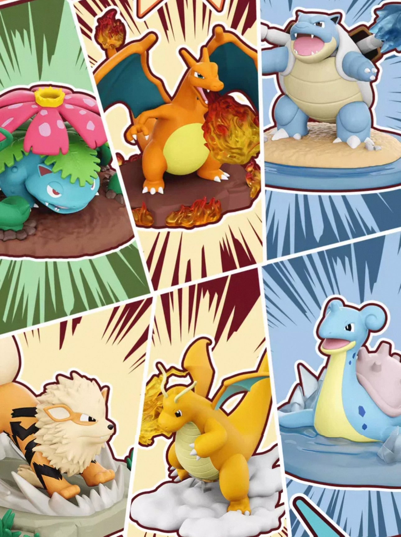 Pokemon Battle Moment Series | Venusaur Charizard Blastoise Arcanine Lapras Dragonite - Anime Collectable Toys Figure