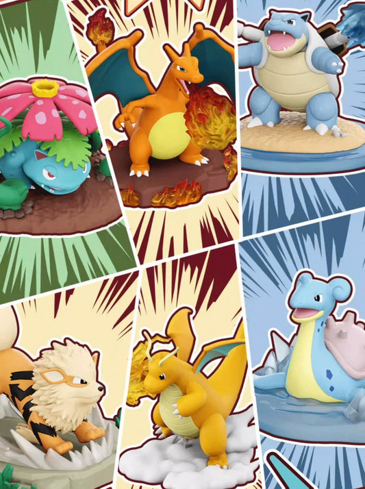 Pokemon Battle Moment Series | Venusaur Charizard Blastoise Arcanine Lapras Dragonite - Anime Collectable Toys Figure