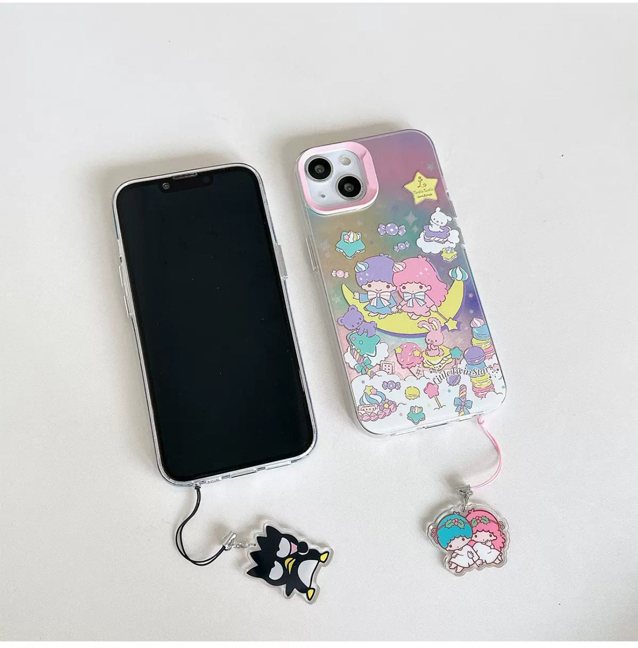 Japanese Cartoon iPhone Case with Strap | Laser Bad Badtz Maru XO Little Twin Stars - iPhone CasePhone Case  7 8 PLUS SE2 XS XR X 11 12 13 14 15 16 Pro Promax 12mini 13mini KawaiiGiftLand