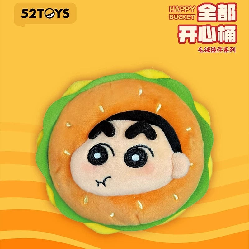 Japanese Cartoon Crayon Shin-chan Cosplay Happy Bucket Series | Burger Fries Cone Hotdog Shrimp - Plush Doll Figure Keychain Collectable Toys Mystery Blind Box