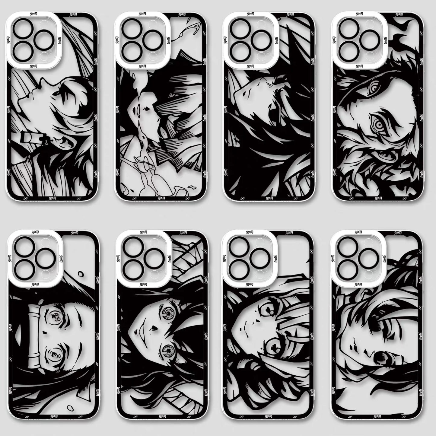 Japanese Anime Kimetsu no Yaiba Demon Slayer White & Black Draft Style | Tanjiro Zenitsu Giyuu Tomioka Rengoku Kyoujurou Nezuko Inosuke Mitsuri Kocho Shinobu -  iPhone Case  PLUS SE2 XS XR X 11 12 13 14 15 16 16e 17 17e Pro Promax 12mini 13mini