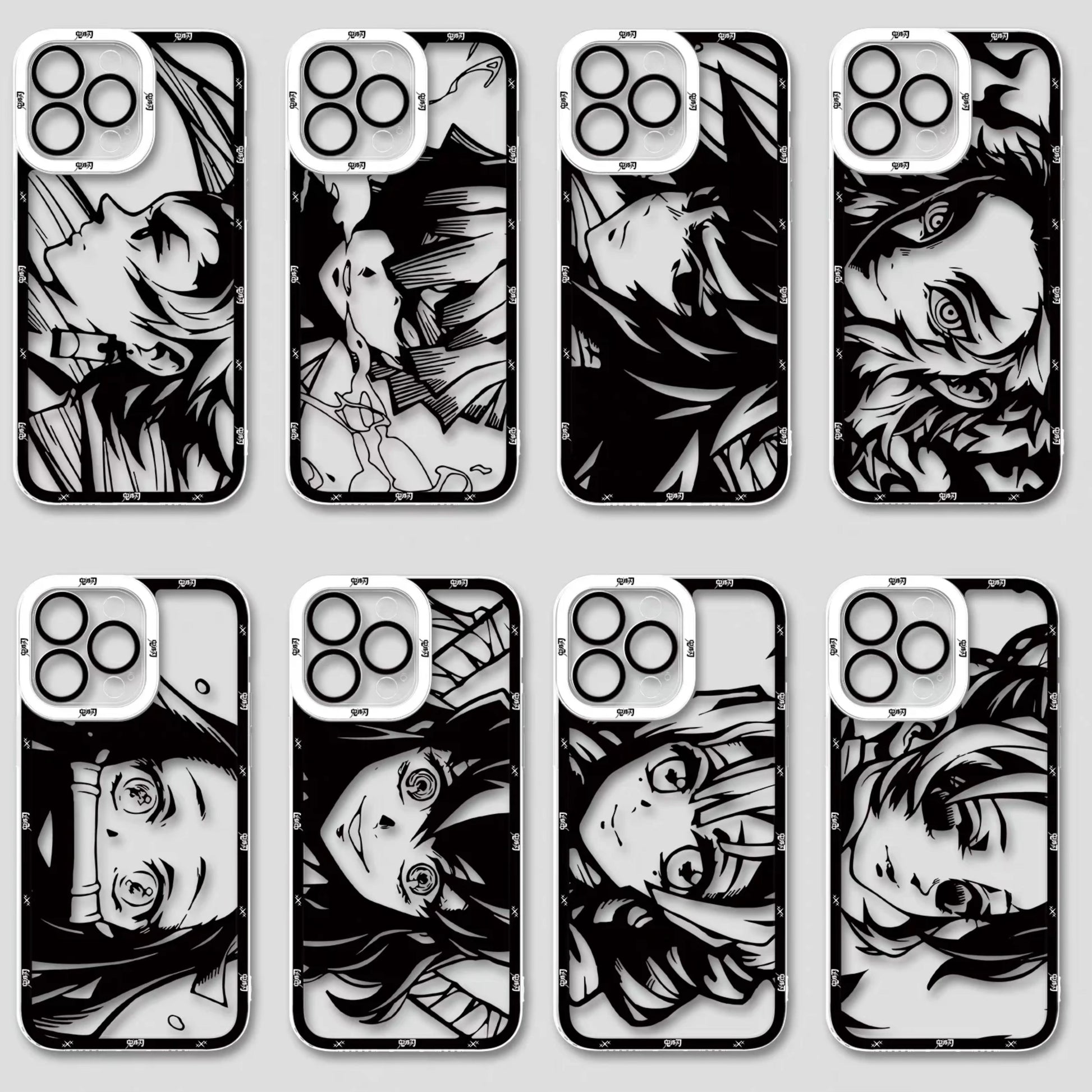 Japanese Anime Kimetsu no Yaiba Demon Slayer White & Black Draft Style | Tanjiro Zenitsu Giyuu Tomioka Rengoku Kyoujurou Nezuko Inosuke Mitsuri Kocho Shinobu -  iPhone Case  PLUS SE2 XS XR X 11 12 13 14 15 16 16e 17 17e Pro Promax 12mini 13mini