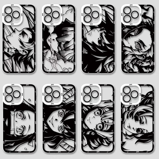 Japanese Anime Kimetsu no Yaiba Demon Slayer White & Black Draft Style | Tanjiro Zenitsu Giyuu Tomioka Rengoku Kyoujurou Nezuko Inosuke Mitsuri Kocho Shinobu -  iPhone Case  PLUS SE2 XS XR X 11 12 13 14 15 16 16e 17 17e Pro Promax 12mini 13mini