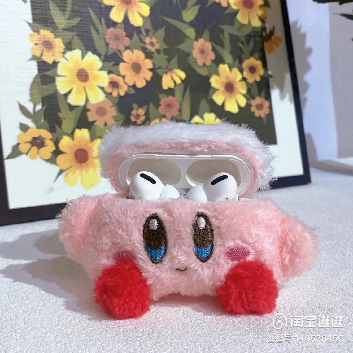 Japanese Cartoon Pink Monster Starkabi with Blue Hat Plush Doll Style AirPods AirPodsPro AirPods3 AirPods4 Case KawaiiGiftLand