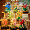 Mini Block Building Flower Diaries with Cover | Rose Daisy Cactus Sunflower Jasmine - with LED Lights Valentine Gift DIY Handmade Gift