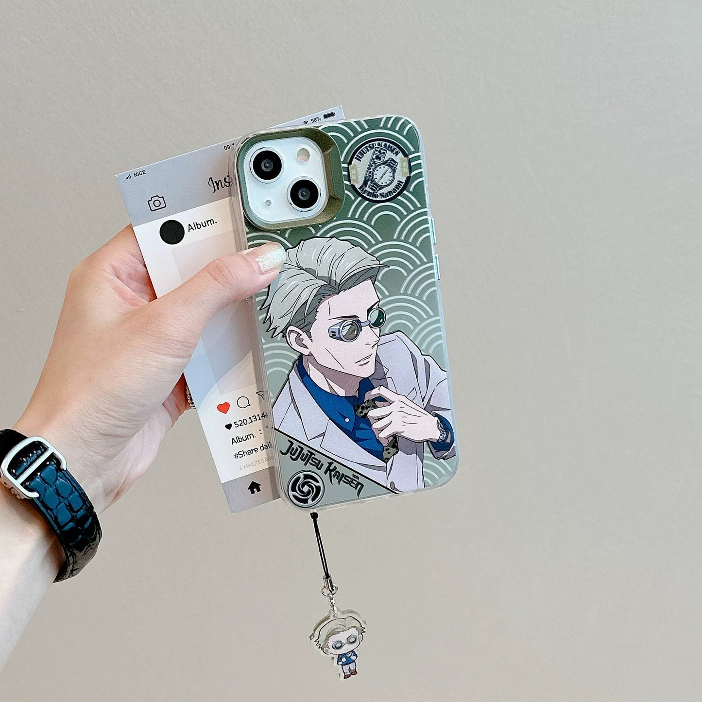 Japanese Anime Jujutsu Kaisen Phone Case with Strap | Satoru Yuji Megumi Nanami Kugisaki Nobara - iPhone Case 7 8 PLUS SE2 XS XR X 11 12 13 14 15 16 Pro Promax 12mini 13mini KawaiiGiftLand