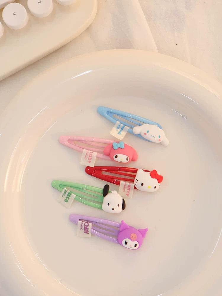 Sanrio Big Head Hair Clip 2 pcs Set | Hello Kitty My Melody Kuromi Cinnamoroll Pochacco KawaiiGiftLand