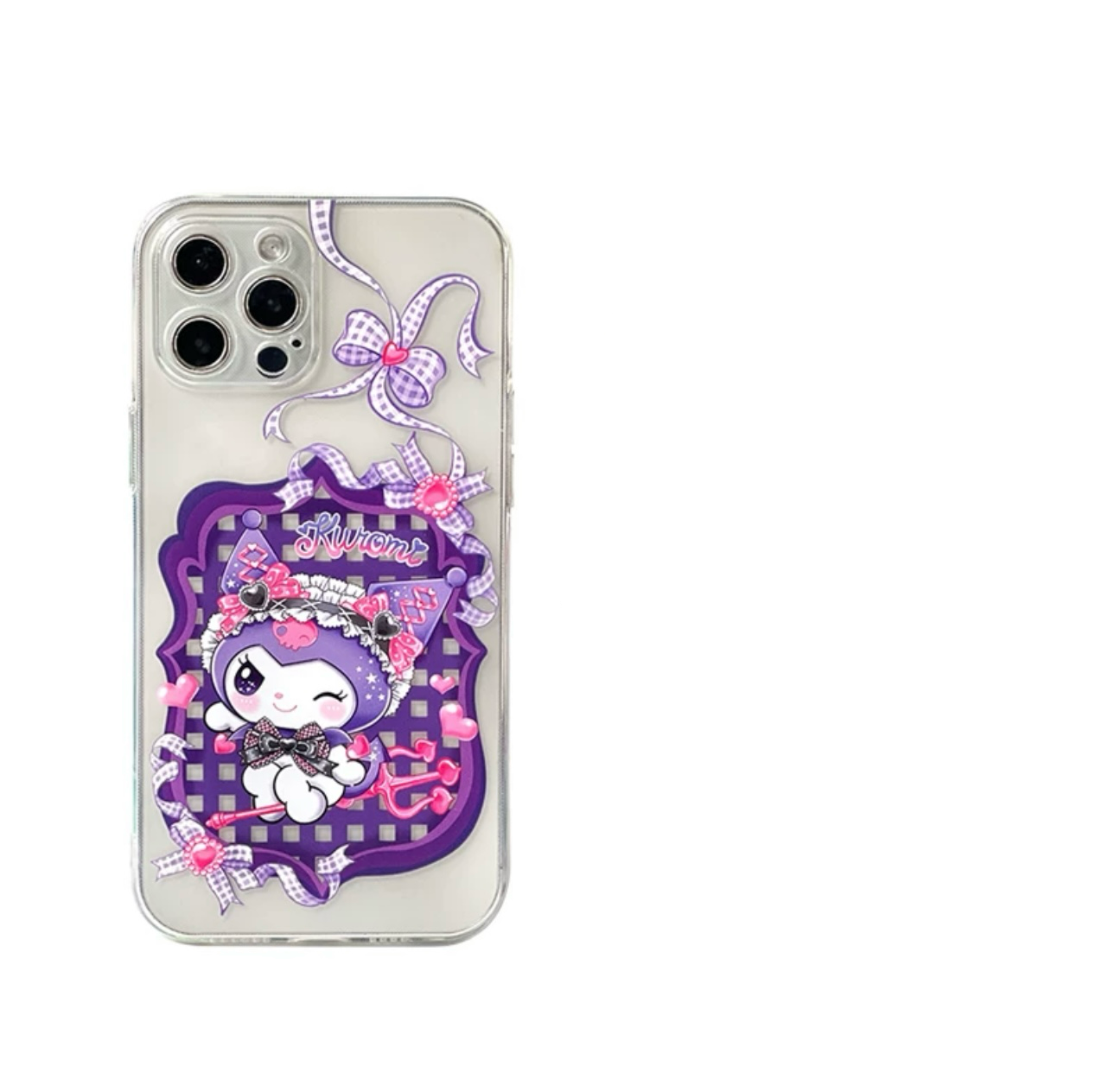 Japanese Cartoon Sanrio Sweet Angel | Kuromi Devil Laser Colour Clear - iPhone Case 11 12 13 14 15 16 Pro Promax KawaiiGiftLand