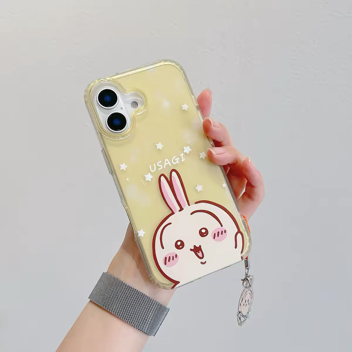 Japanese Cartoon ChiiKawa Gittler Colour Clear Case with Phone Strape | Say Hi Chiikawa Hachiware Usagi Momonga - Phone Case Samsung Galaxy S26 S25 S24 S23 S22 S21 FE Ultra Edge