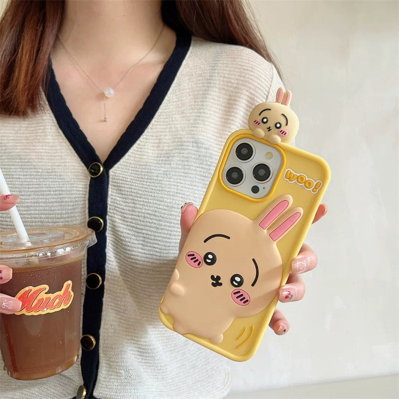 Japanese Cartoon ChiiKawa Look at you Silicone | Chiikawa Hachiware Usagi - iPhone Case 15 14 13 12 Pro ProMax KawaiiGiftLand