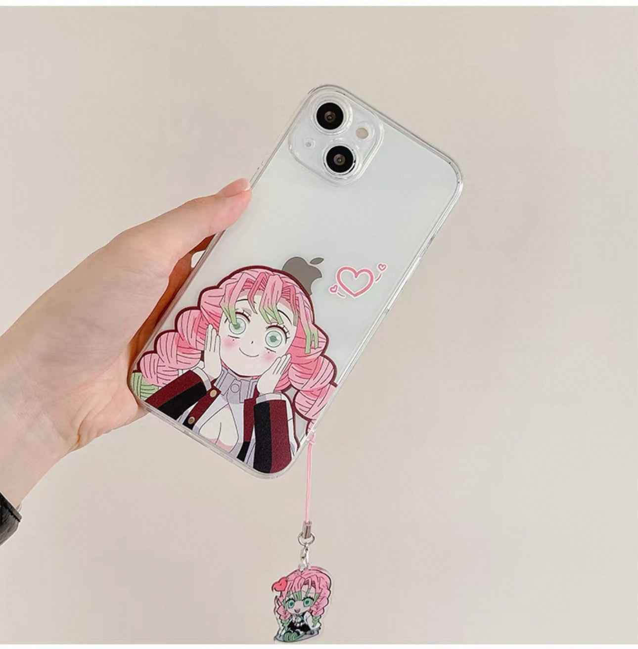 Japanese Anime Kimetsu no Yaiba Demon Slayer Colourful Clean Case | Kanroji Mitsuri Love Hashira with Heart - iPhone Case 7 8 PLUS SE2 XS XR X 11 12 13 14 Pro Promax 12mini 13mini KawaiiGiftLand