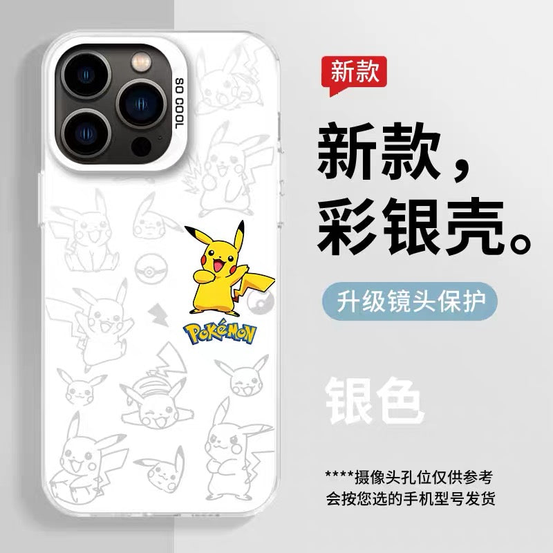 เคส iPhone ลายการ์ตูนญี่ปุ่นโปเกมอน แบบด้านและสีเงิน ภาค 3 | ปิกาจู, ชาร์แมนเดอร์, บัลบาซอร์, สควอเทิล, มิมิคคิว, จิกกลีพัฟ, มิว 8 สไตล์ - เคส iPhone PLUS SE2 XS XR X 11 12 13 14 15 16 16e 17 17e Pro Promax 12mini 13mini