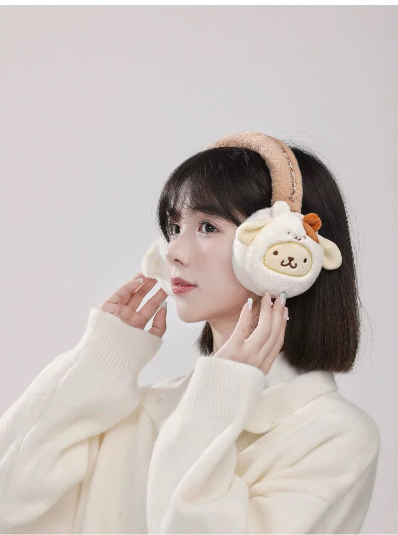 Sanrio Fluffy Earmuffs with Animals friends | My Melody Kuromi Cinnamoroll Pompompurin Pochacco - Headband and Hair Winter Accessory Outfits KawaiiGiftLand