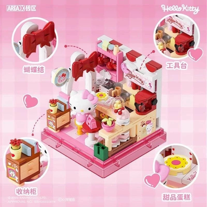 Sanrio Characters Cube Shop |  Hello Kitty Kuromi Cinnamoroll Pompompurin Pochacco Hangyodon - Building Blocks Toy Collections KawaiiGiftLand