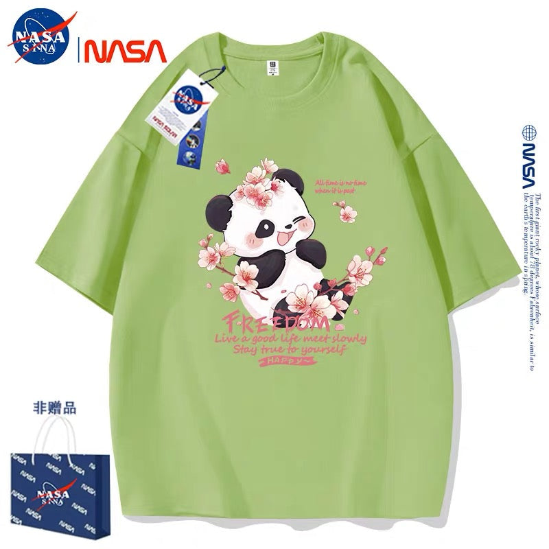 Cute Animals Panda Style T-Shirt Series | Smile Panda with Flower Part2 - Kawaii Fashion Items for Child & Adult