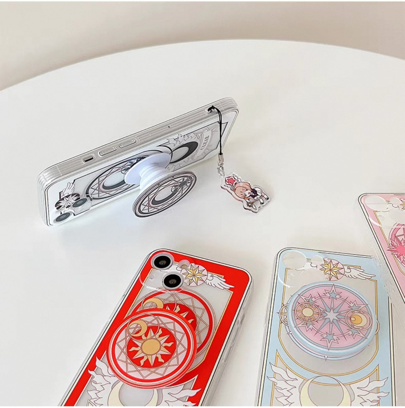 Japanese Cartoon Phone Stand | CardCaptorSakura Blue Clear Sakura Black Clear Clown