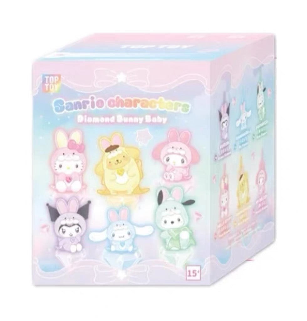 TopToy Sanrio Characters Diamond Bunny Baby | Hello Kitty My Melody Kuromi Cinnamoroll Pompompurin Pochacco - Collectable Toys Mystery Blind Box