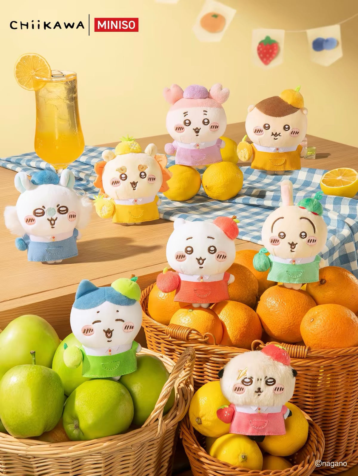 치이카와 × MINISO 과일 시장 시리즈 과일 가게 주인 봉제인형 키링 | 치이카와·하치와레·우사기·모몽가·쿠리만쥬·랏코·시사·게 - 카와이 아이템, 방 꾸미기용 인형