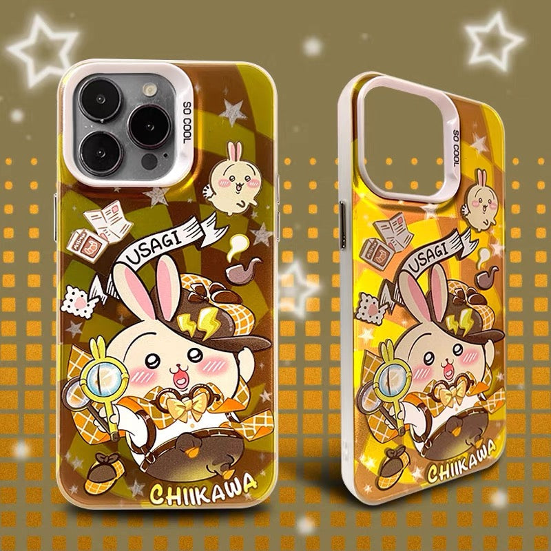 Japanese Cartoon ChiiKawa Detective Laser Case | ChiiKawa Hachiware Usagi Momonga - iPhone Case 11 12 13 14 15 16 16e 17 17e 18 Pro Promax