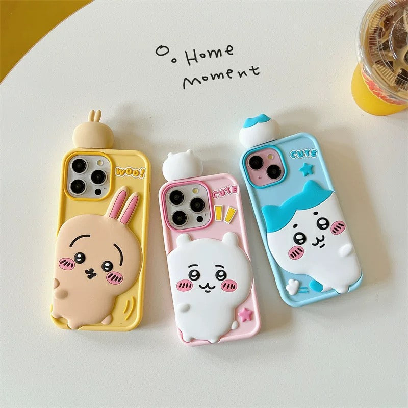 Japanese Cartoon ChiiKawa Look at you Silicone | Chiikawa Hachiware Usagi - iPhone Case 15 14 13 12 Pro ProMax KawaiiGiftLand
