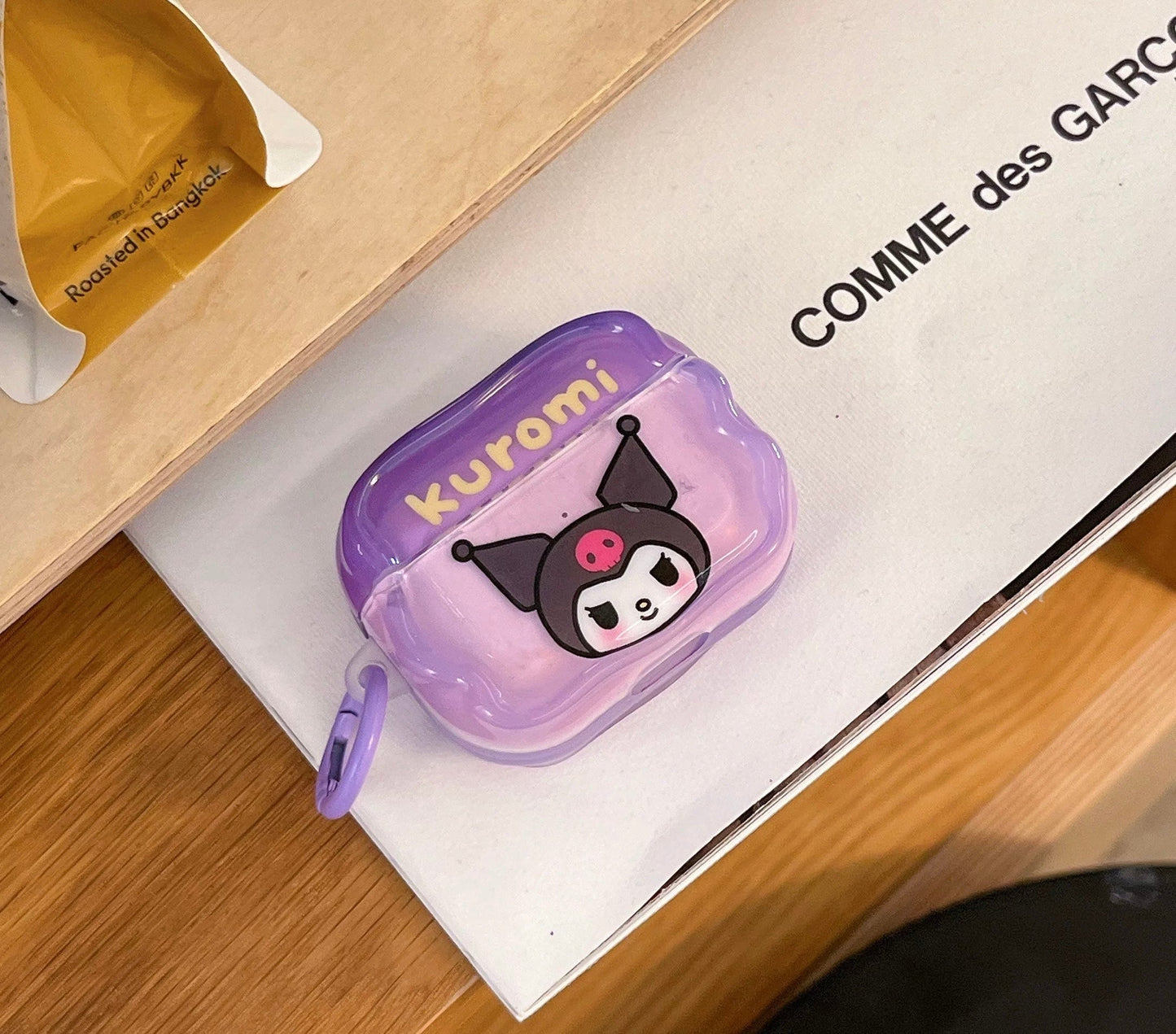 Japanese Cartoon Candy Colour Hello Kitty My Melody Kuromi Pompompurin Pochacco Red Pink Purple Yellow Blue with Keychain - AirPods AirPodsPro AirPods3 AirPods4 Case KawaiiGiftLand