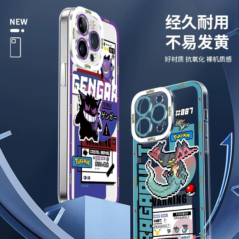 Japan Cartoon Pokemon Game Pixel Version | Tyranitar Pupitar Dragapult Arceus Lucario Rayquaza Ash Greninja Armarouge - iPhone Case PLUS SE2 XS XR X 11 12 13 14 15 16 16e 17 17e Pro Promax 12mini 13mini