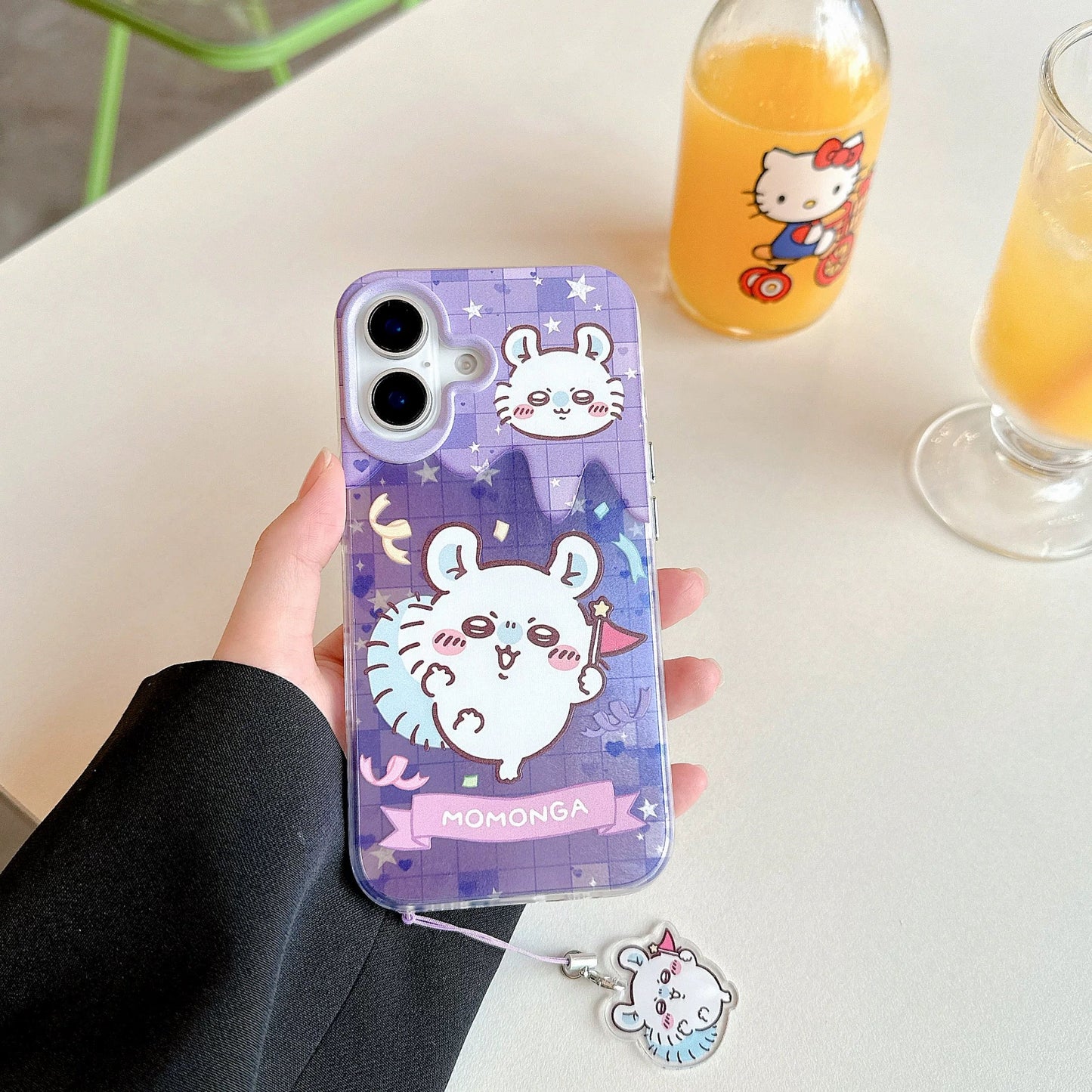 Japanese Cartoon ChiiKawa iPhone Laser Case with Strap | Happy Party Chiikawa Hachiware Usagi Momonga - iPhone Case PLUS SE2 XS XR X 11 12 13 14 15 16 16e 17 17e Pro Promax 12mini 13mini