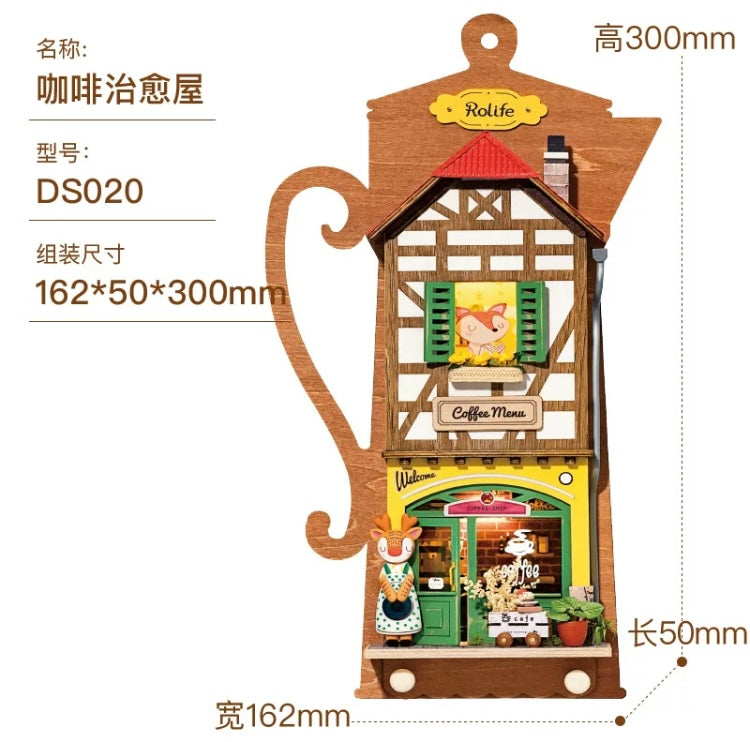 Craft Kits Wooden Hook Key Hanger | Animal Store - DIY Handmade Mini World Miniature Gift with LED Light Room Decoration