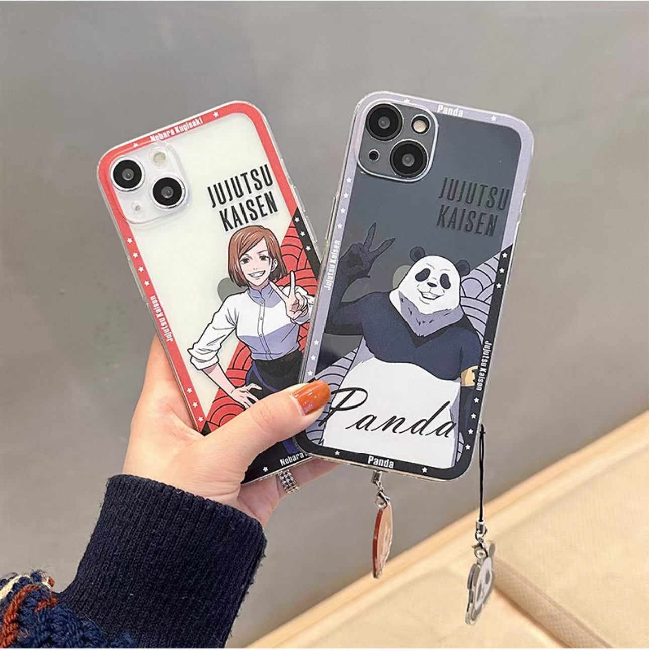 Japanese Anime Jujutsu Kaisen Clean Phone Case with Strap | Nanami Zenin Maki Kugisaki Nobara Panda - iPhone Case 7 8 PLUS SE2 XS XR X 11 12 13 14 15 16 Pro Promax 12mini 13mini KawaiiGiftLand