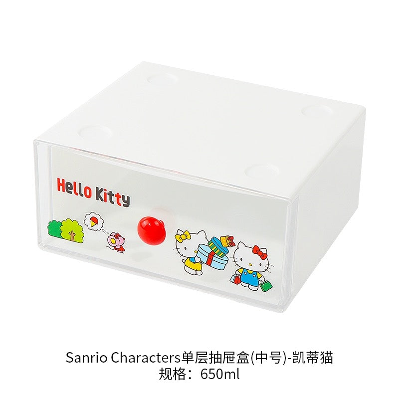 Miniso Sanrio Hello Kitty My Melody Kuromi Cinnamoroll Single Storage Drawer Desk Helper KawaiiGiftLand