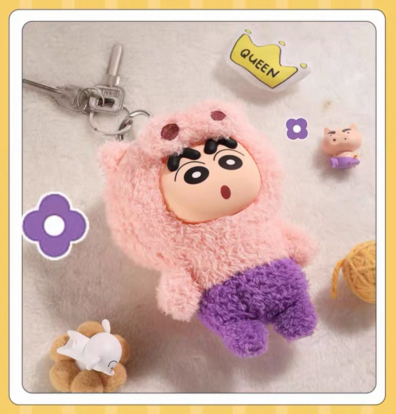 Japanese Cartoon Crayon Shin-chan Cosplay Soft Plush Series | Dinosaur Buriburi Boochan Shiro- Vinyl Face Plush Doll Figure Keychain Collectable Toys Mystery Blind Box