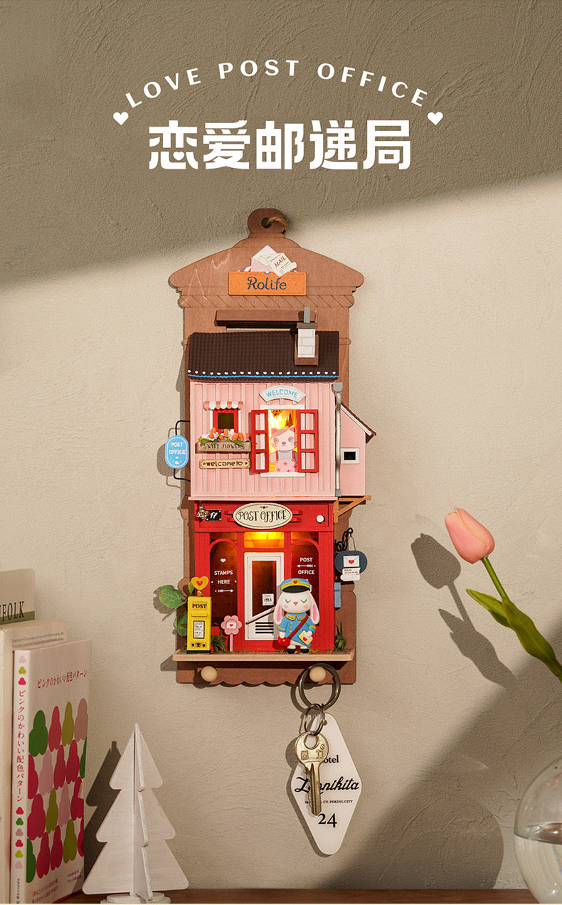 Craft Kits Wooden Hook Key Hanger | Animal Store - DIY Handmade Mini World Miniature Gift with LED Light Room Decoration