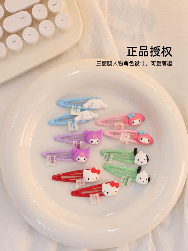 Sanrio Big Head Hair Clip 2 pcs Set | Hello Kitty My Melody Kuromi Cinnamoroll Pochacco KawaiiGiftLand