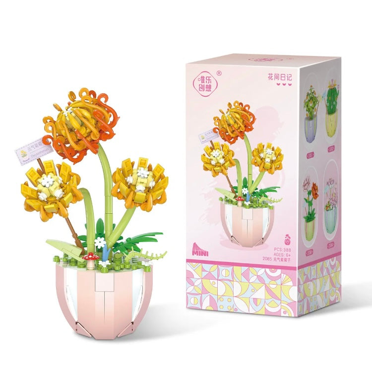 Mini Block Building Flower Dairy | Rose Jasmine Lilybell Daisy Cactus - Tiny Particle Assembly DIY Handmade Gift KawaiiGiftLand