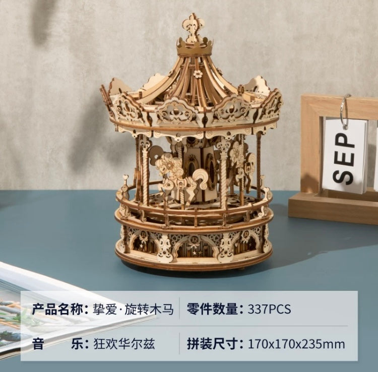 Craft Kits Wooden Music Box | Vintage Style Mechanical Music Box - DIY Handmade Mini World Miniature Gift