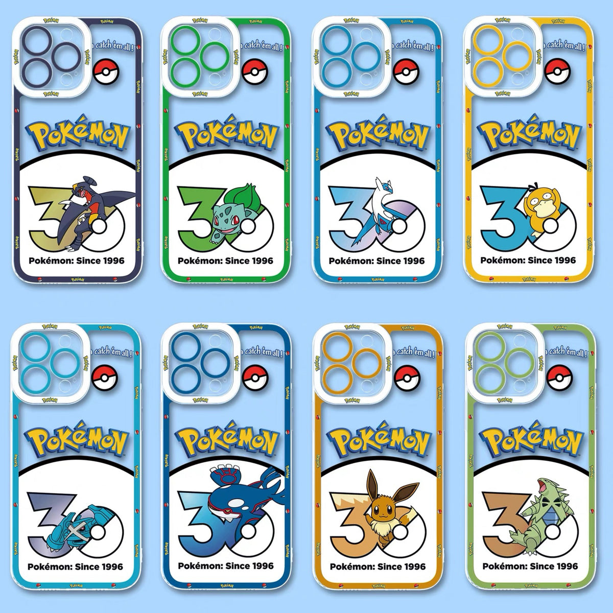 Japan Cartoon Pokemon 30 Anniversary Part2 | Garchomp Bulbasaur Latios Psyduck Metagross Kyogre Eevee Tyranitar 8 Styles - Phone Case Samsung Galaxy S26 S25 S24 S23 S22 S21 FE Ultra Edge- iPhone Case PLUS SE2 XS XR X 11 12 13 14 15 16 16e 17 17e Pro Promax 12mini 13mini