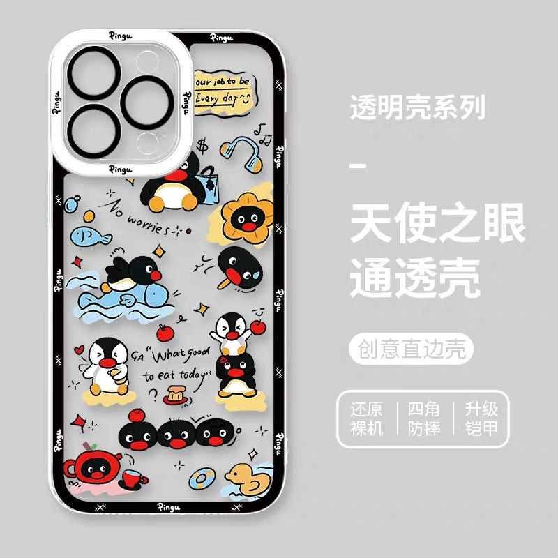 เคสไอโฟนลายการ์ตูนเพนกวินสุดน่ารัก Pingu & Friends 8 สไตล์ สำหรับ iPhone SE2 XS XR X 11 12 13 14 15 16 16e 17 17e Pro Promax 12mini 13mini