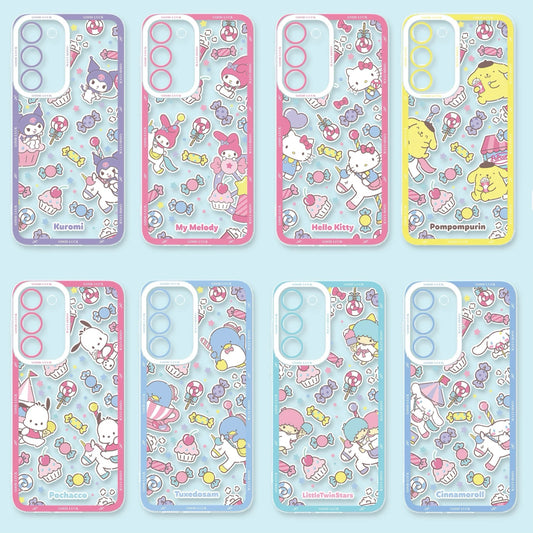 Japan Cartoon Sanrio Full Screen Sweets Pastel Style | Kuromi My Melody Hello Kitty Pompompurin Pochacco Tuxedosam Little Twin Stars Cinnamoroll- Phone Case Samsung Galaxy S26 S25 S24 S23 S22 S21 FE Ultra Edge