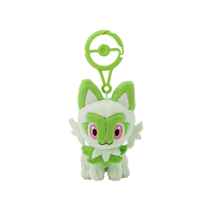 Japan Cartoon Pokemon Center Pokeball Keychain 8th & 9th Generation | Grookey Scorbunny Sobble Sprigatito Fuecoco Quaxly - Mascot Mini Plush Doll KawaiiGiftLand