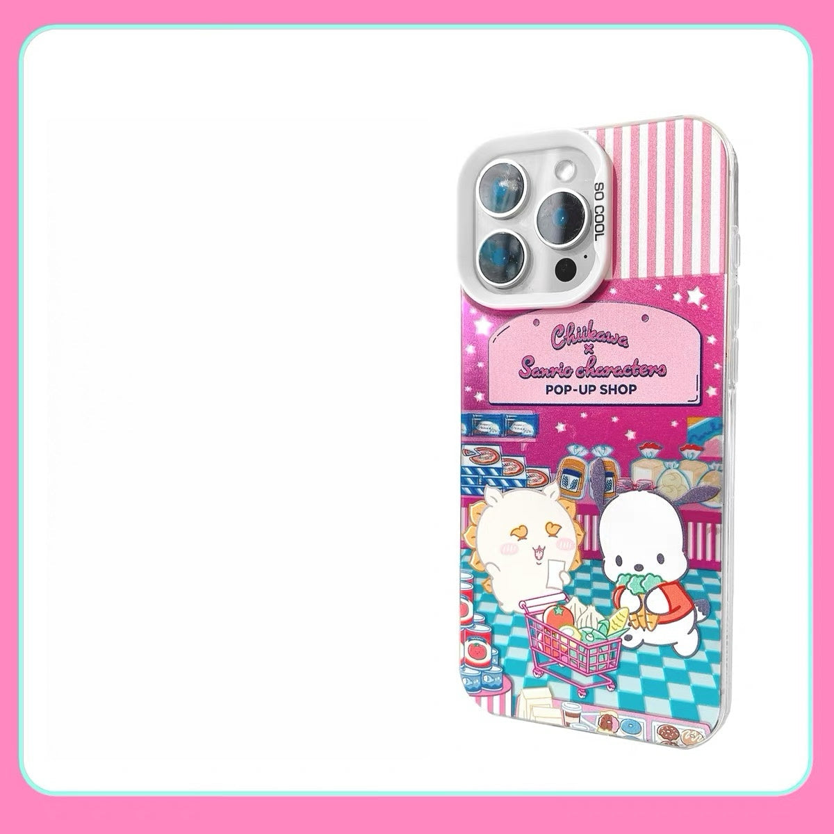 Japanese Cartoon ChiiKawa x Sanrio Pop Up Store Laser Case | Chiikawa Hachiware Usagi Momonga Shisa Crab 6 Styles - iPhone Case 11 12 13 14 15 16 16e 17 17e 18 Pro Promax