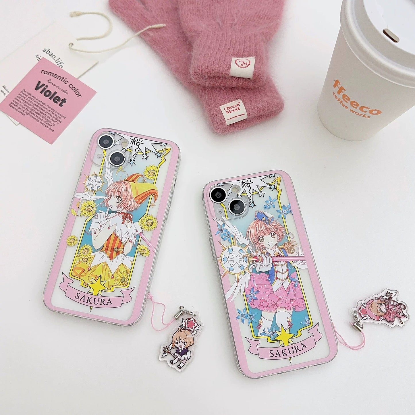 CardCaptorSakura Card Version Part 2 | Blue Flower & Yellow Daisy - iPhone Case 6 7 8 PLUS SE2 XS XR X 11 12 13 14 15 16 Pro Promax 12mini 13mini KawaiiGiftLand