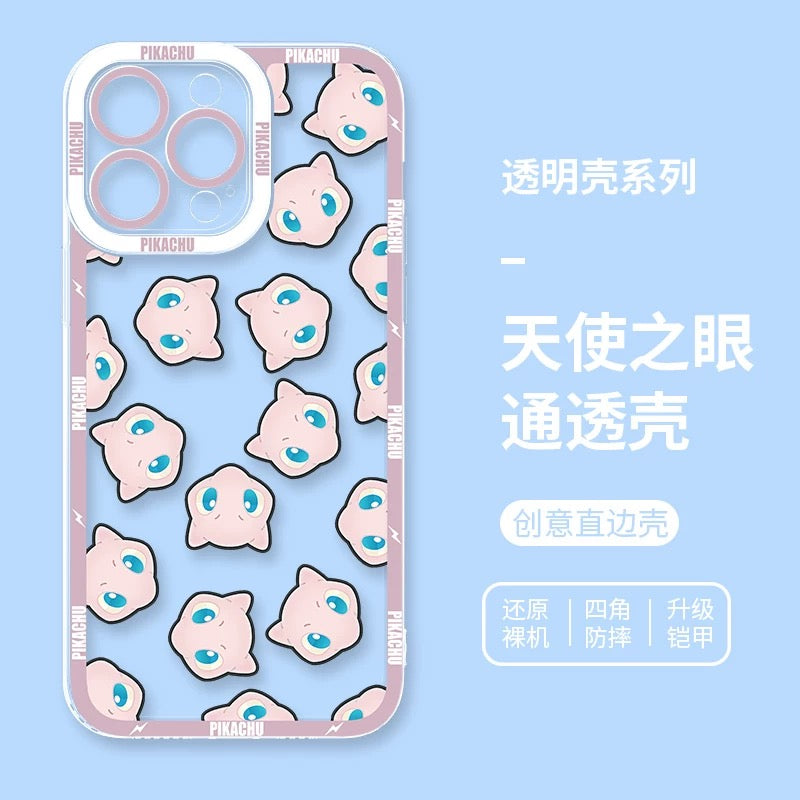 Japan Cartoon Pokemon Full Happy Face Verison | Mew - iPhone Case 6 7 8 PLUS SE2 XS XR X 11 12 13 14 15 16 16e Pro Promax 12mini 13mini