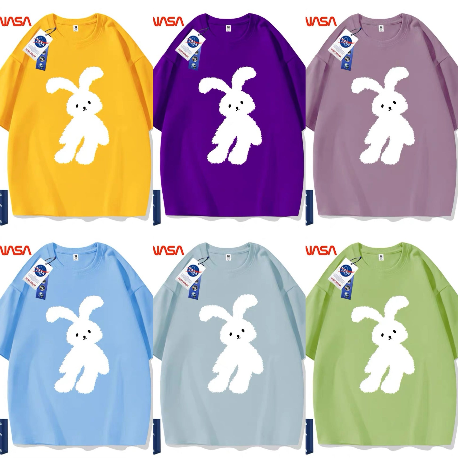 Cute Animals Rabbit Style T-Shirt Series | Teddy White Rabbit Part2 - Kawaii Fashion Items for Child & Adult