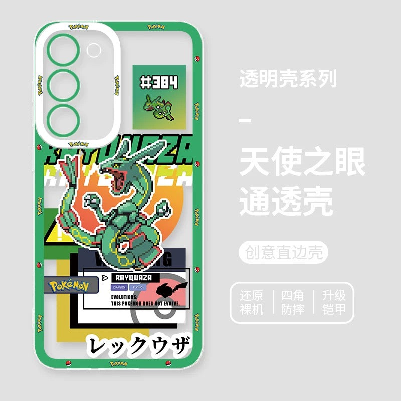 Japan Cartoon Pokemon Game Pixel Version | Tyranitar Pupitar Dragapult Arceus Lucario Rayquaza Ash Greninja Armarouge - Phone Case Samsung Galaxy S26 S25 S24 S23 S22 S21 FE Ultra Edge